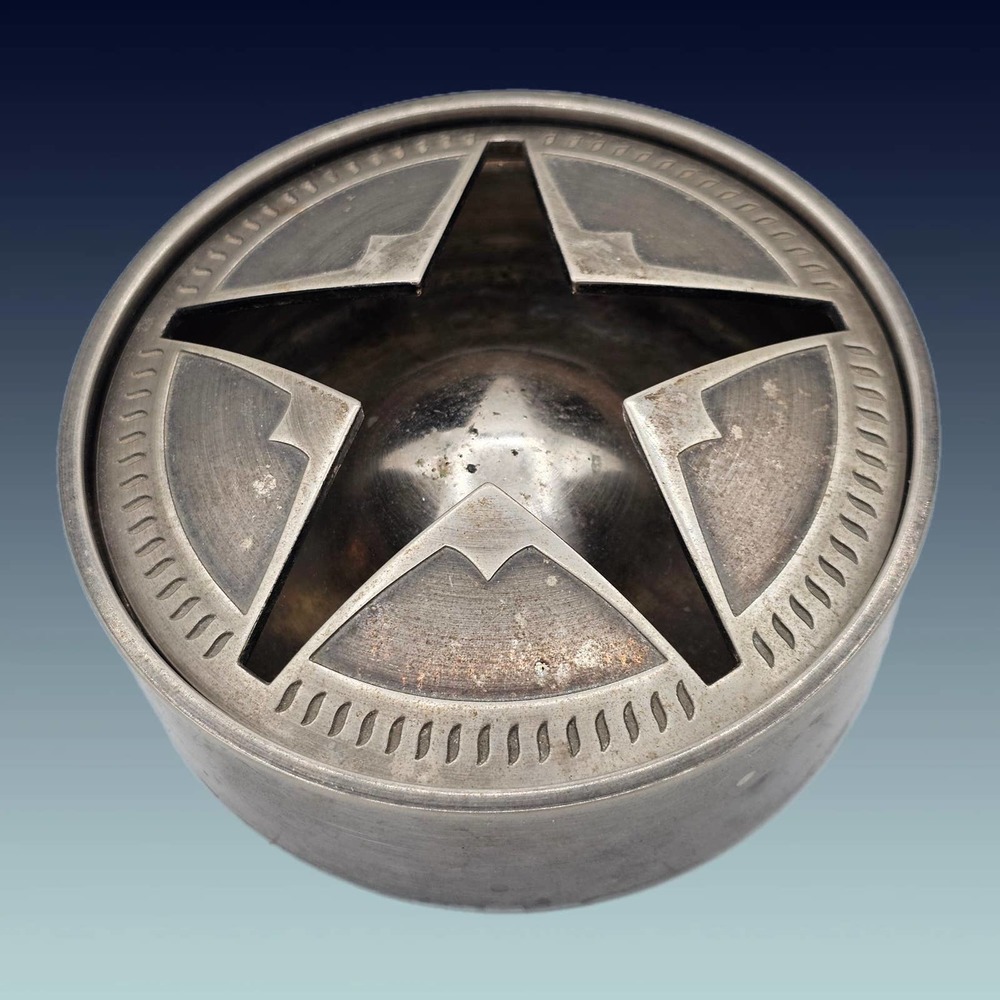 Vintage Marlboro Texas Lone Star Stainless Steel Ashtray with Lid MCM Ashtray